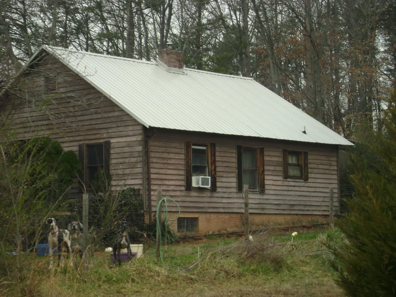 White metal roof on an old wood sided farmhouse, from a Metal Roof Installation job in Blaine